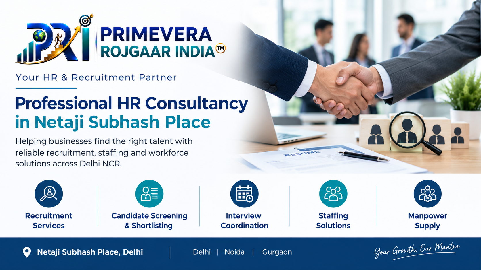 Professional HR Consultancy in Netaji Subhash Place – Primevera Rojgaar India